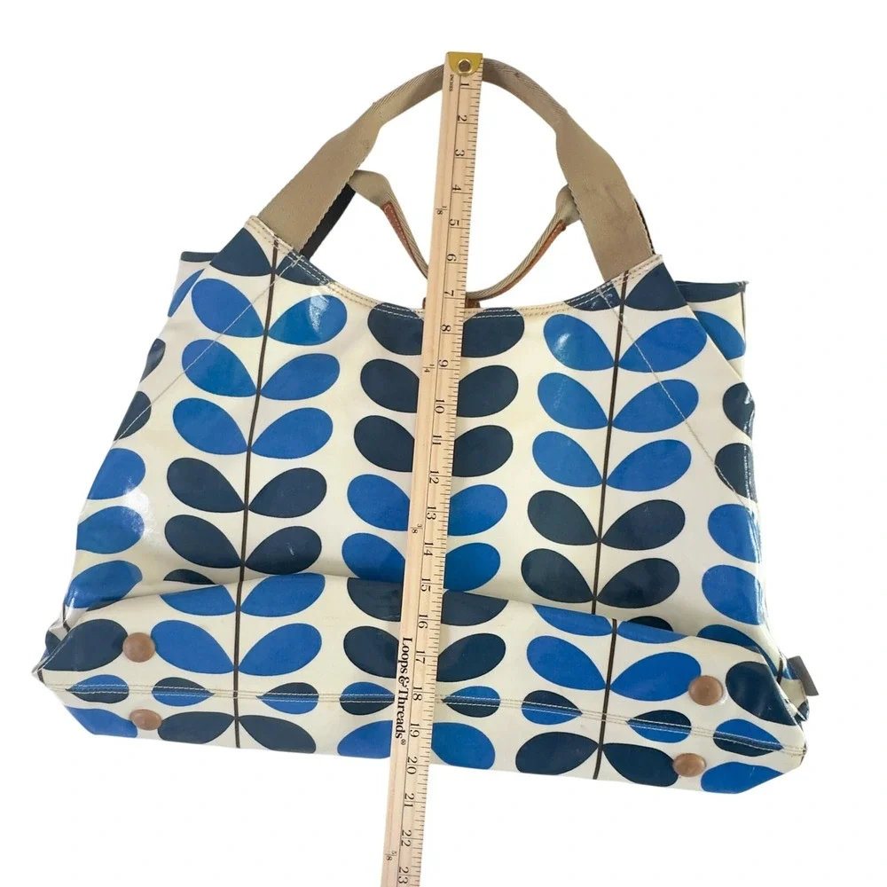 Orla Kiely Stem Print Tote Bag Blue Laminated Cotton Large - Picture 9 of 9